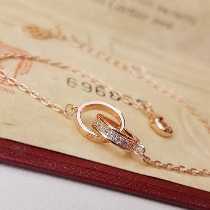 [Resenly Jewelry]LOVE DOUBLE RING HALF DIAMOND BRACELET
