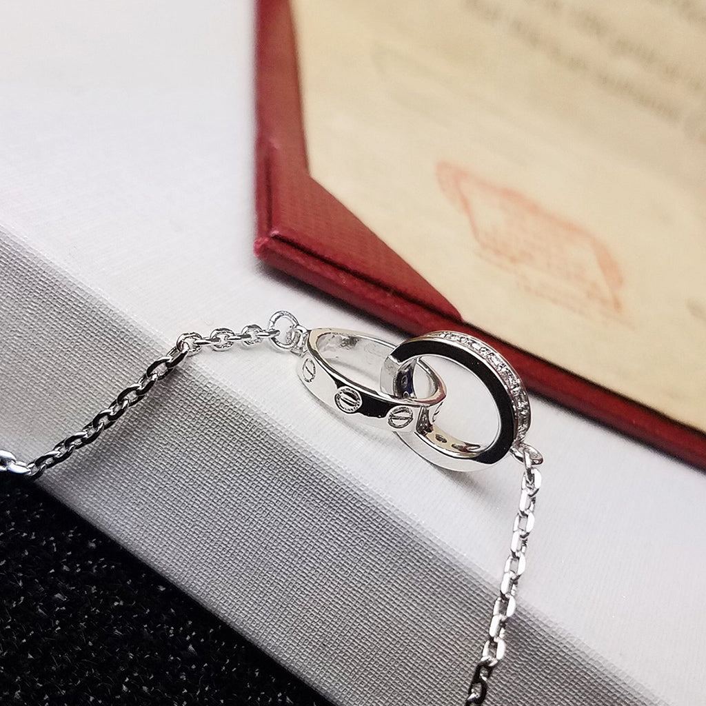 [Resenly Jewelry]LOVE DOUBLE RING HALF DIAMOND BRACELET