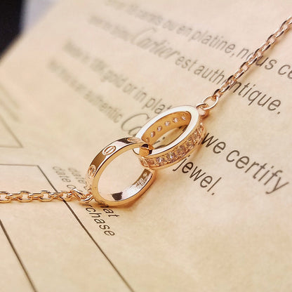 [Resenly Jewelry]LOVE DOUBLE RING HALF DIAMOND BRACELET