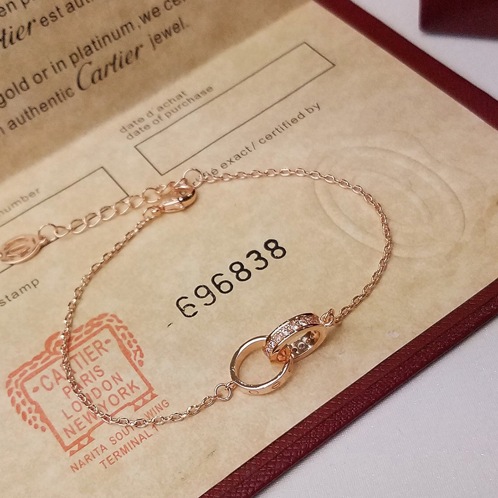 [Resenly Jewelry]LOVE DOUBLE RING HALF DIAMOND BRACELET