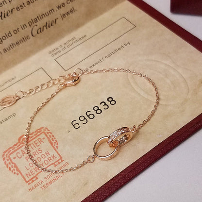[Resenly Jewelry]LOVE DOUBLE RING HALF DIAMOND BRACELET