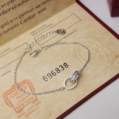 [Resenly Jewelry]LOVE DOUBLE RING HALF DIAMOND BRACELET