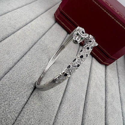 [Resenly Jewelry]PANTHERE DOUBLE HEADED HALF DIAMOND OPEN BRACELET