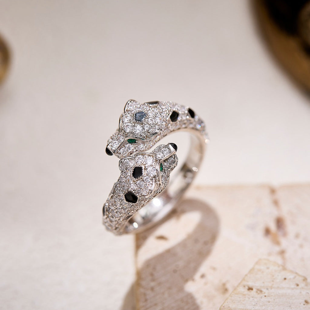 [Resenly Jewelry]PANTHERE DOUBLE HEADED FULL DIAMOND  RING