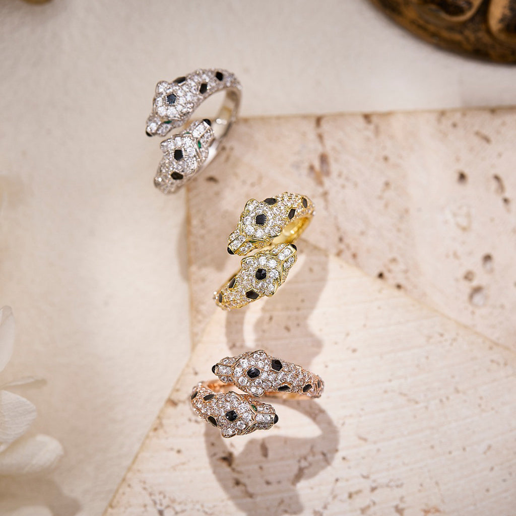 [Resenly Jewelry]PANTHERE DOUBLE HEADED FULL DIAMOND  RING