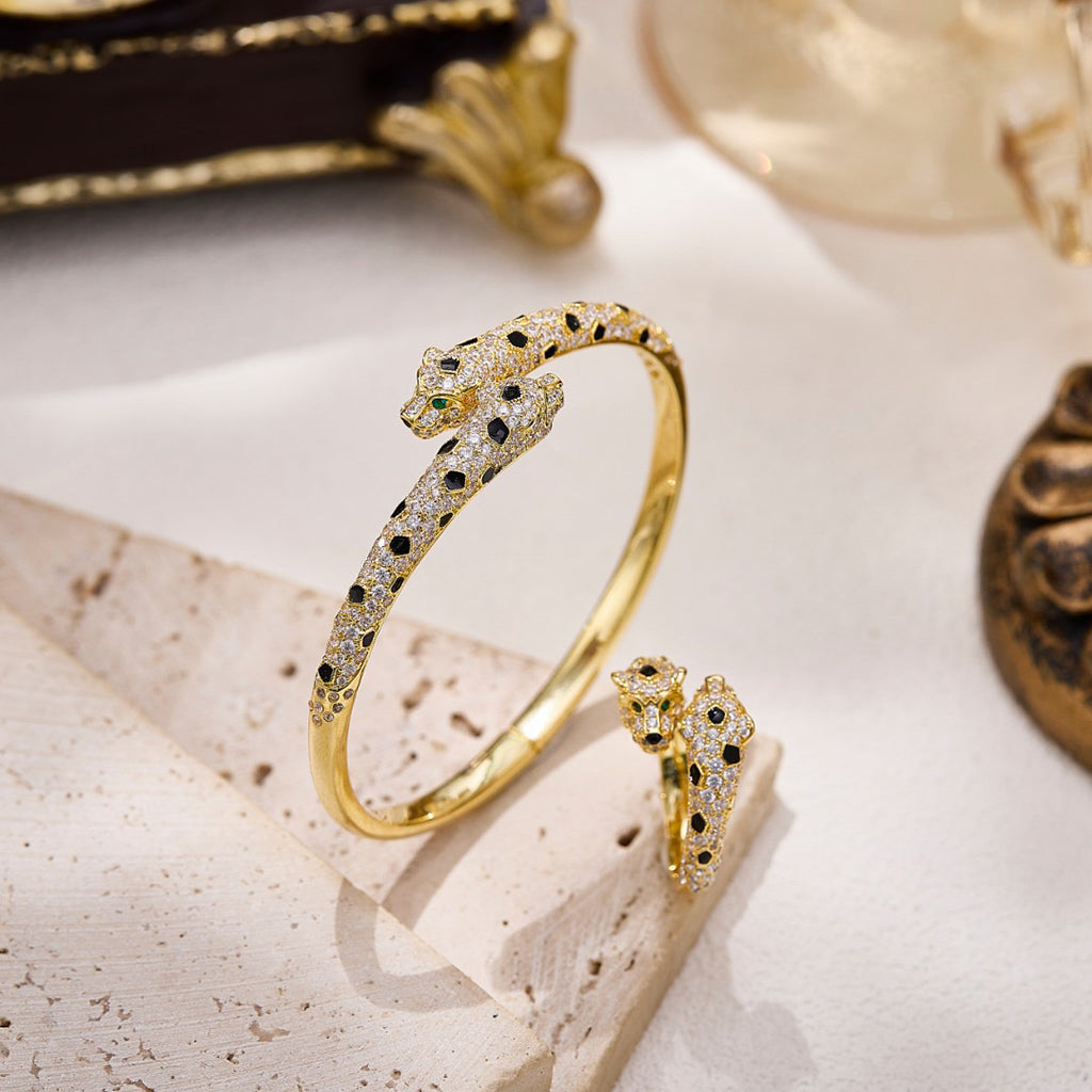 [Resenly Jewelry]PANTHERE DOUBLE HEADED FULL DIAMOND  RING