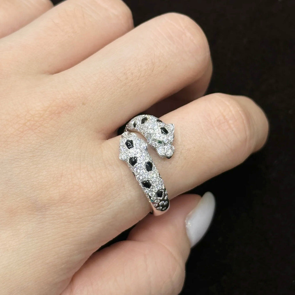 [Resenly Jewelry]PANTHERE DOUBLE HEADED FULL DIAMOND  RING