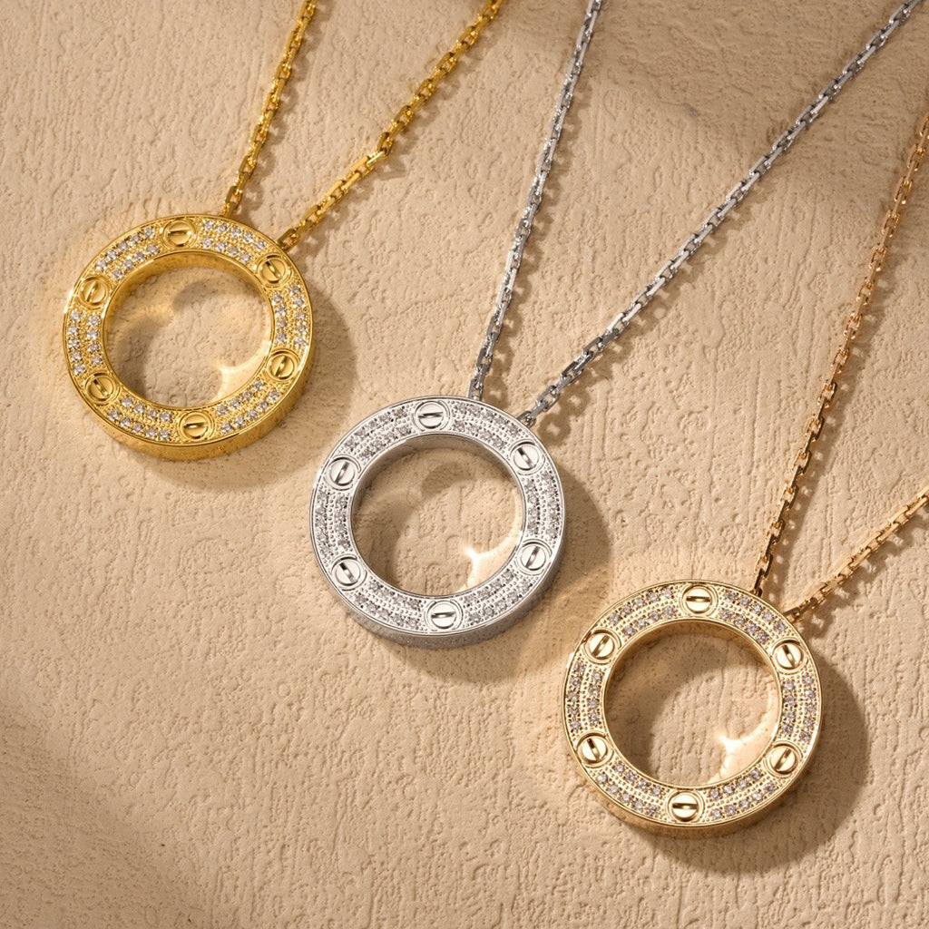 [Resenly Jewelry]LOVE NECKLACE 16MM  FULL DIAMOND