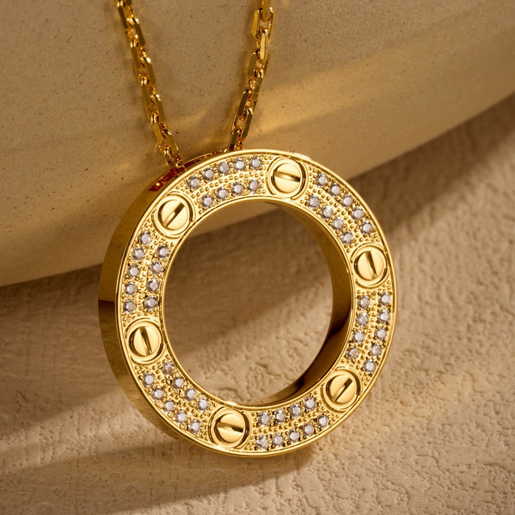 [Resenly Jewelry]LOVE NECKLACE 16MM  FULL DIAMOND