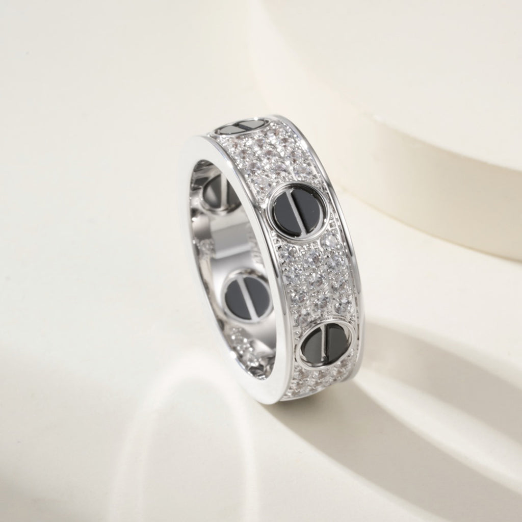 [Resenly Jewelry]LOVE RING 5.5MM DIAMONDS PAVED CERAMIC