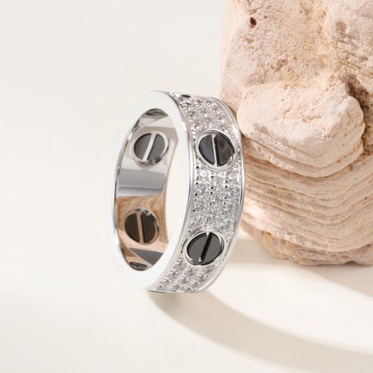 [Resenly Jewelry]LOVE RING 5.5MM DIAMONDS PAVED CERAMIC