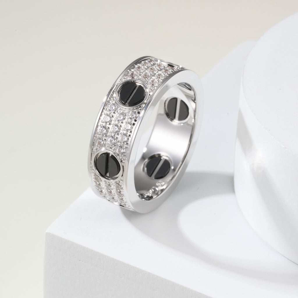 [Resenly Jewelry]LOVE RING 5.5MM DIAMONDS PAVED CERAMIC