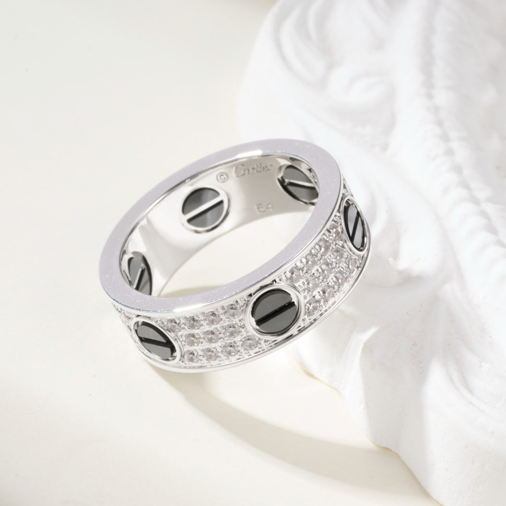 [Resenly Jewelry]LOVE RING 5.5MM DIAMONDS PAVED CERAMIC
