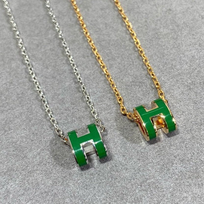 [Resenly Jewelry]POP H GREEN NECKLACE SILVER AND GOLD