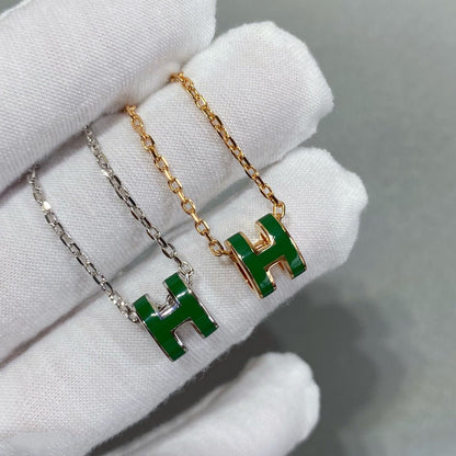 [Resenly Jewelry]POP H GREEN NECKLACE SILVER AND GOLD