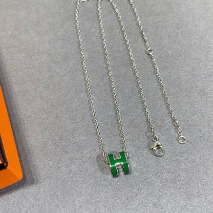 [Resenly Jewelry]POP H GREEN NECKLACE SILVER AND GOLD