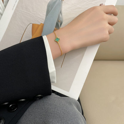 [Resenly Jewelry]CLOVER BRACELET MALACHITE 1 MOTIF