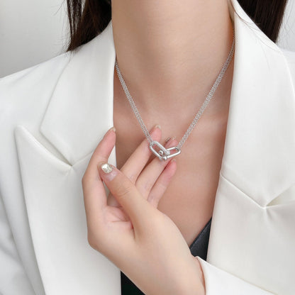 [Resenly Jewelry]HARDWEAR DIAMOND PEDANT DOUBLE CHAIN NECKLACE