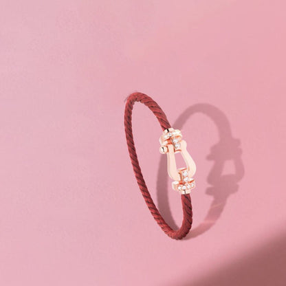 [Resenly Jewelry]FORCE 10 HALF DIAMOND PINK GOLD RED CORDERI LARGE AND MEDIUM MODEL