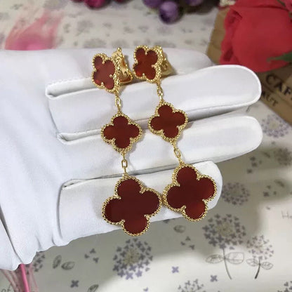 [Resenly Jewelry]CLOVER 3 MOTIF CARNELIAN DROP EARRINGS