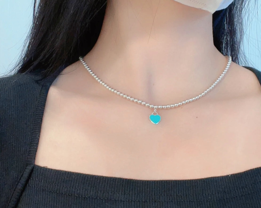 [Resenly Jewelry]RETURN TO TIF SILVER BEAD NECKLACE