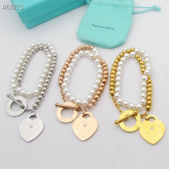 [Resenly Jewelry]RETURN TO TIF HEART TAF BEAD PEARL BRACELET