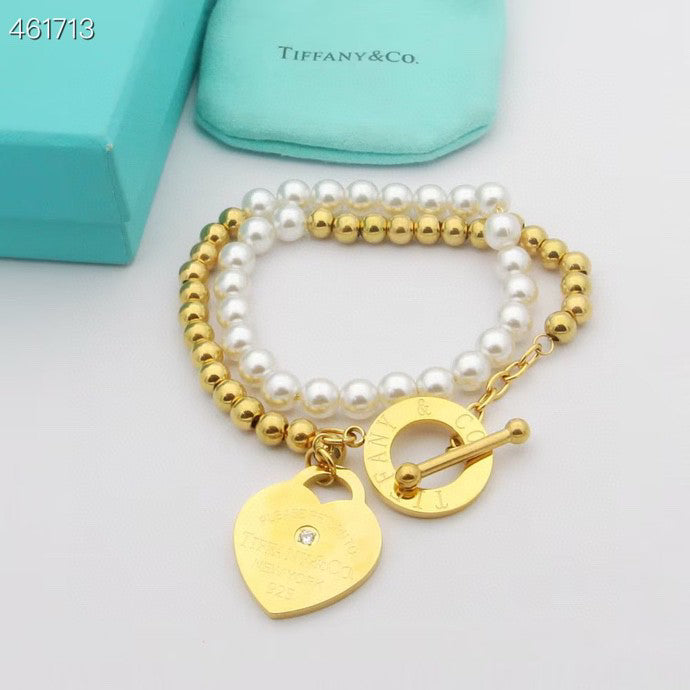 [Resenly Jewelry]RETURN TO TIF HEART TAF BEAD PEARL BRACELET
