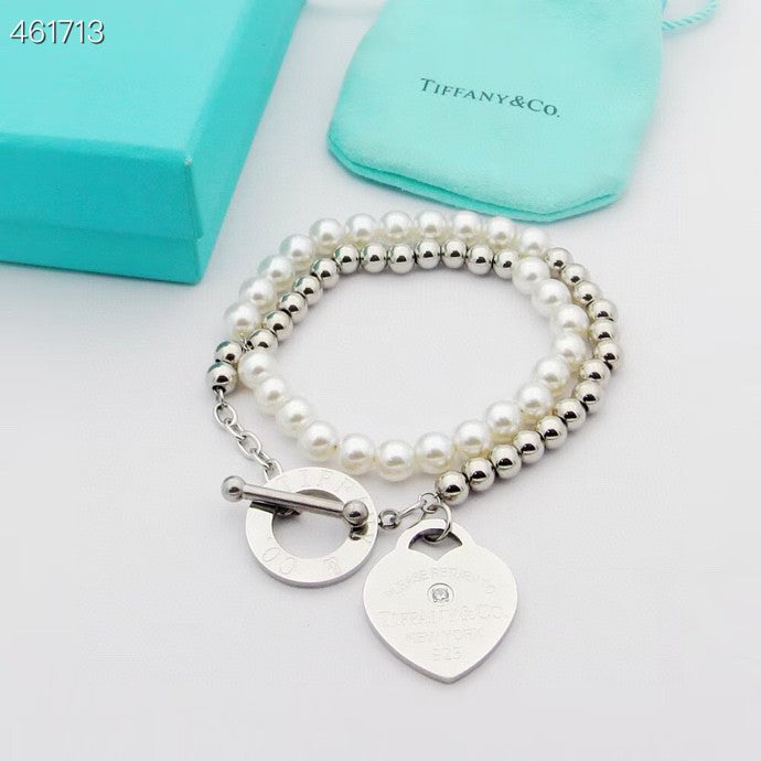 [Resenly Jewelry]RETURN TO TIF HEART TAF BEAD PEARL BRACELET