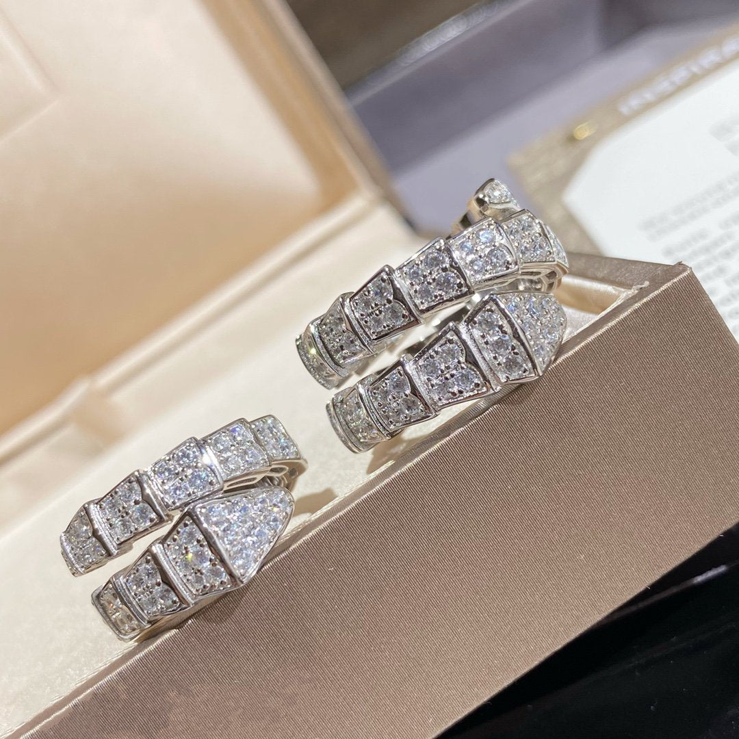 [Resenly Jewelry]SERPENTI DOUBLE RING SILVER DIAMOND PAVED