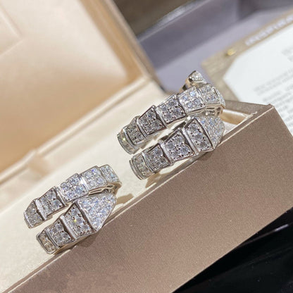 [Resenly Jewelry]SERPENTI DOUBLE RING SILVER DIAMOND PAVED