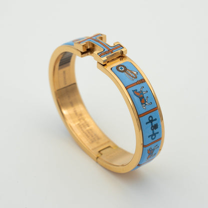 [Resenly Jewelry]H PINK GOLD BRACELET BLUE CERAMIC