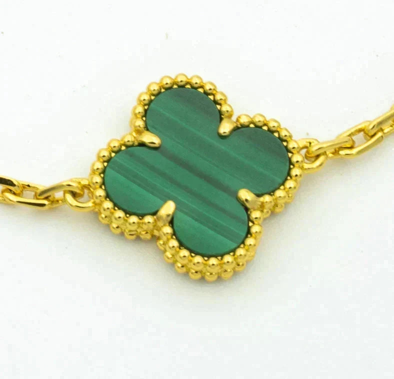 [Resenly Jewelry] CLOVER 5 MOTIF MALACHITE BRACELET COLLECTION