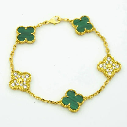 [Resenly Jewelry] CLOVER 5 MOTIF MALACHITE BRACELET COLLECTION