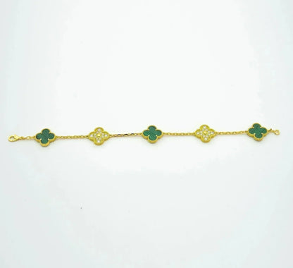[Resenly Jewelry] CLOVER 5 MOTIF MALACHITE BRACELET COLLECTION