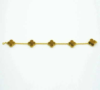 [Resenly Jewelry] CLOVER 5 MOTIFS TIGER EYE BRACELET COLLECTION