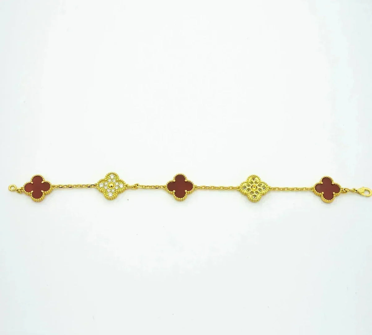[Resenly Jewelry] CLOVER 5 MOTIF RED CORNELIAN BRACELET COLLECTION