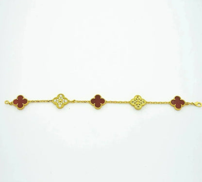 [Resenly Jewelry] CLOVER 5 MOTIF RED CORNELIAN BRACELET COLLECTION
