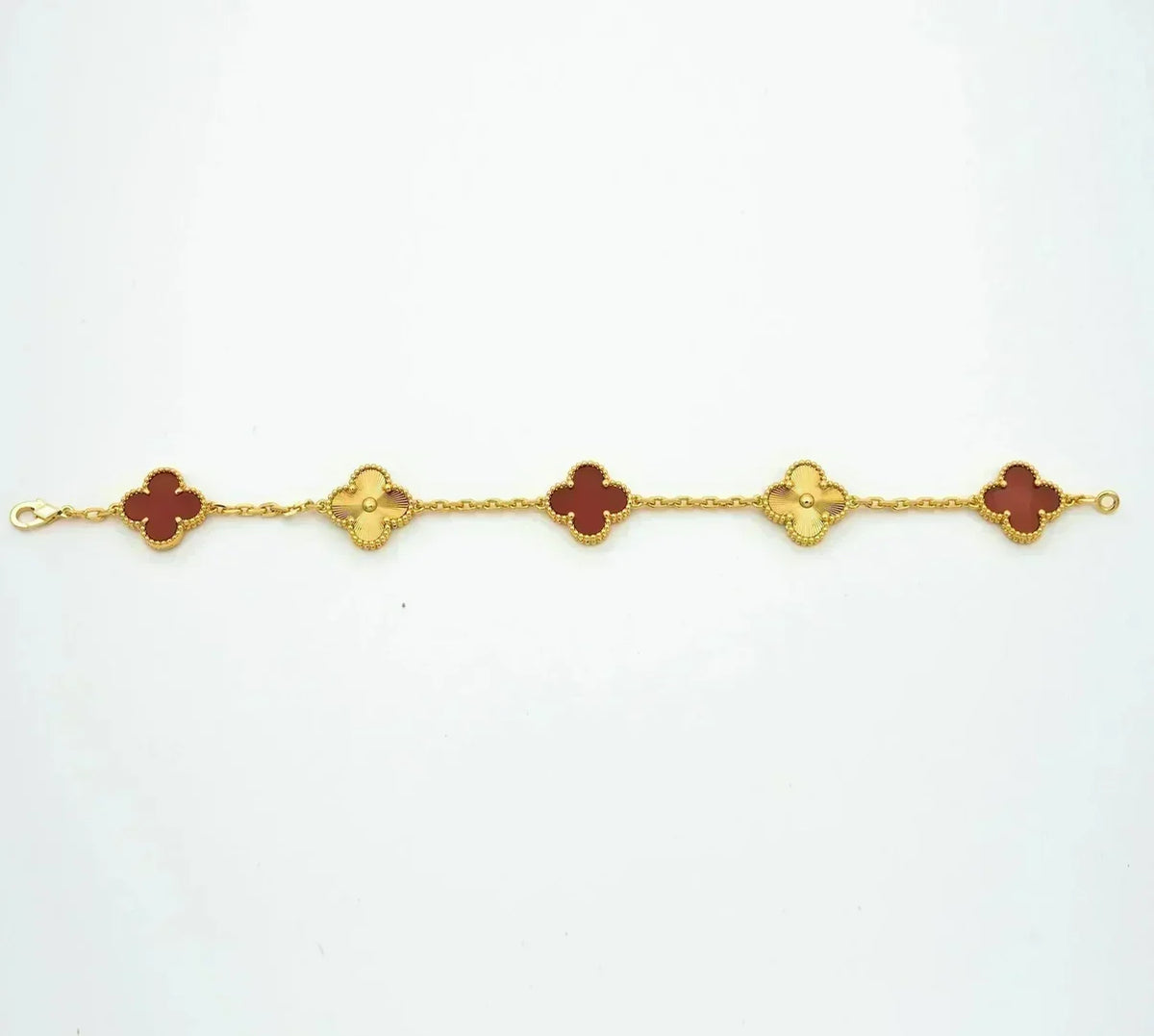 [Resenly Jewelry] CLOVER 5 MOTIF RED CORNELIAN BRACELET COLLECTION