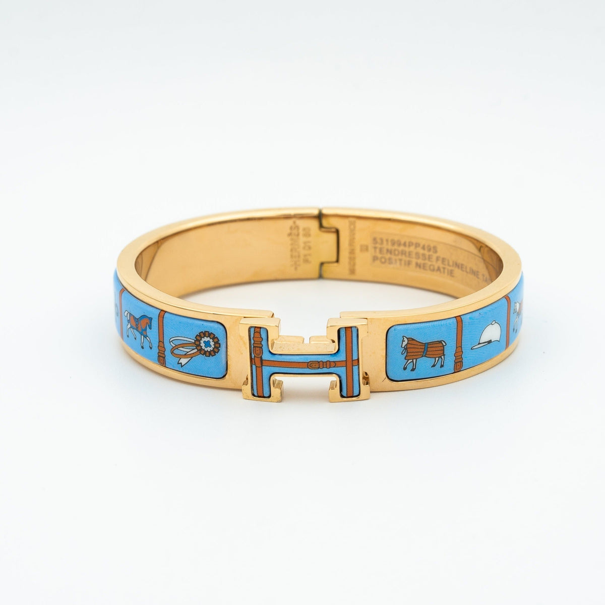 [Resenly Jewelry]H PINK GOLD BRACELET BLUE CERAMIC