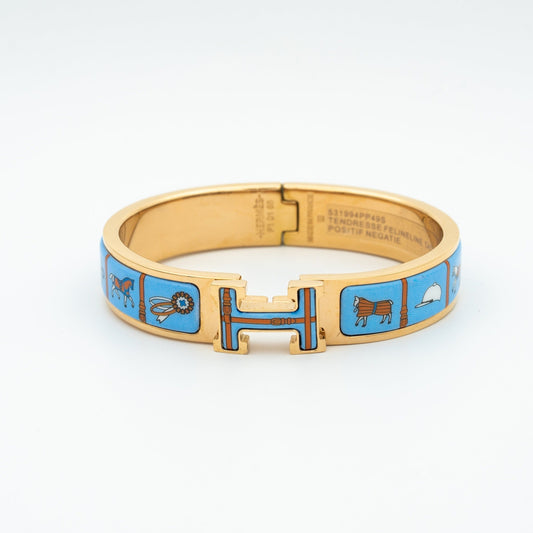 [Resenly Jewelry]H PINK GOLD BRACELET BLUE CERAMIC