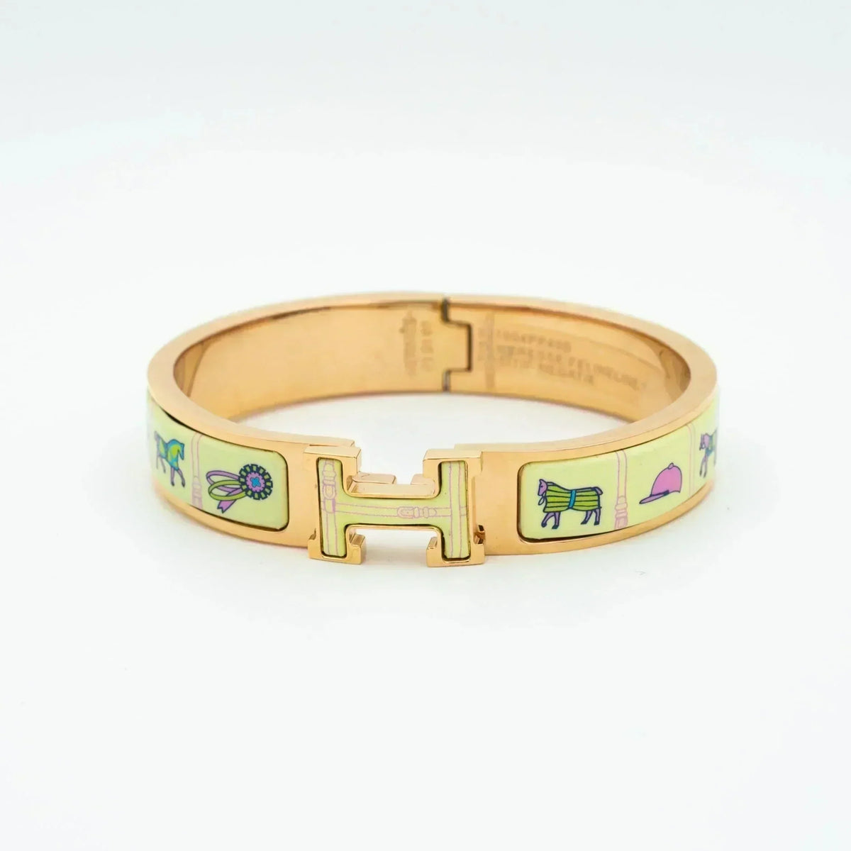 [Resenly Jewelry]H PINK GOLD BRACELET CREAM CERAMIC