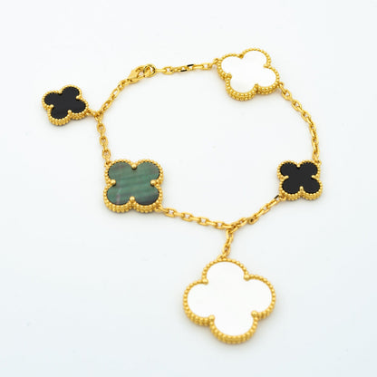 [Resenly Jewelry]CLOVER BRACELET 5 MOTIFS ONYX MOP