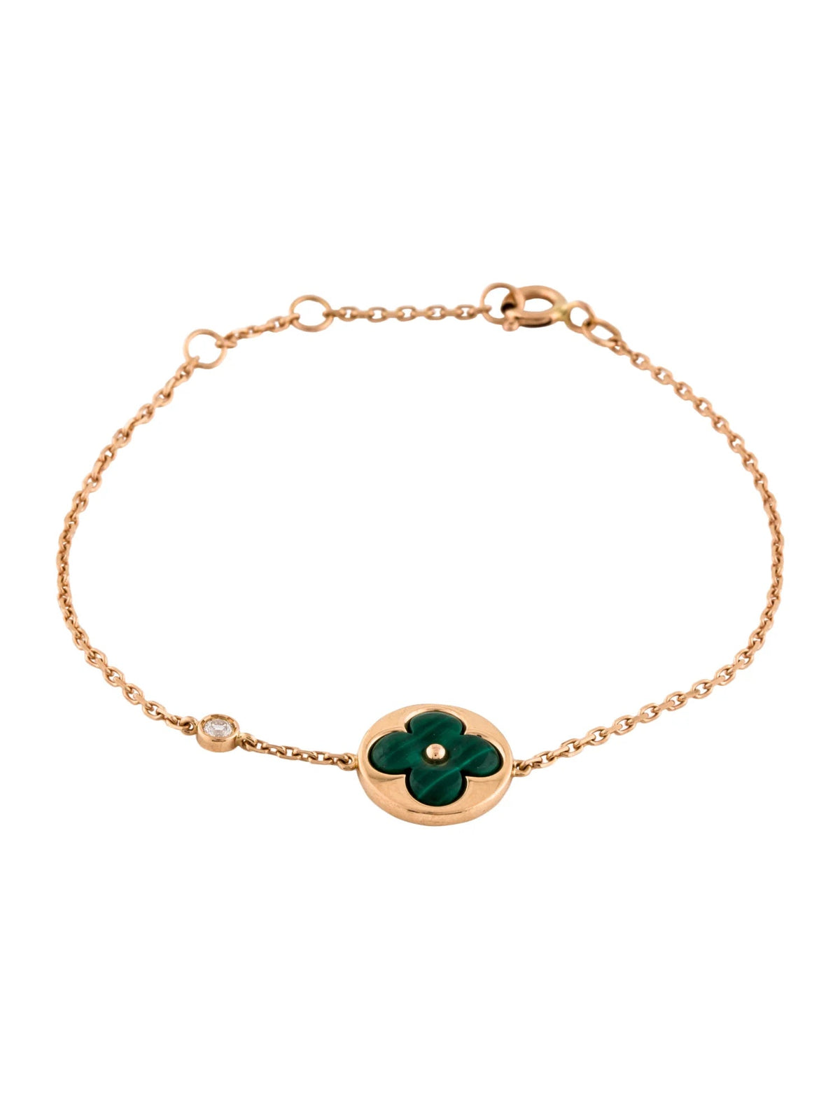 [Resenly Jewelry]SUN MALACHITE 1 DIAMOND PINK GOLD BRACELET