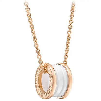 [Resenly Jewelry]ZERO 1 WHITE CERAMIC PINK GOLD DIAMOND NECKLACE