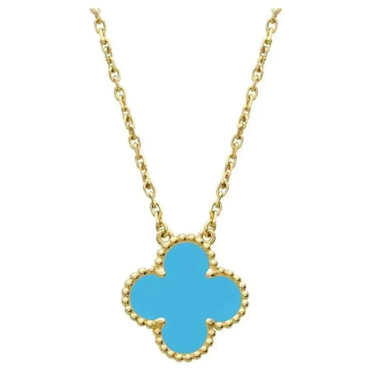 [Resenly Jewelry]CLOVER 15MM VINTAGE TURQUOISE NECKLACE