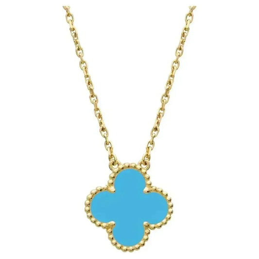 [Resenly Jewelry]CLOVER 15MM VINTAGE TURQUOISE NECKLACE