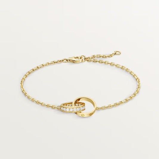 [Resenly Jewelry]LOVE DOUBLE RING HALF DIAMOND BRACELET