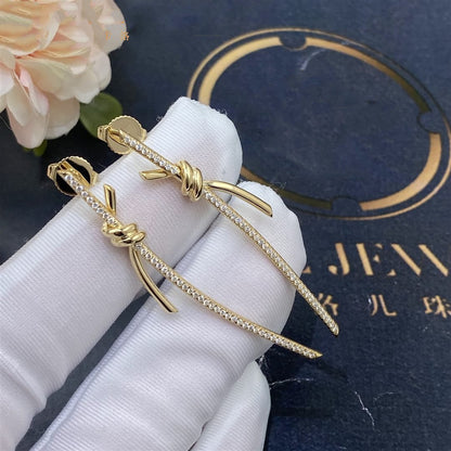 [Resenly Jewelry]KNOT DROP EARRINGS IN YELLOW GOLD WITH DIAMONDS