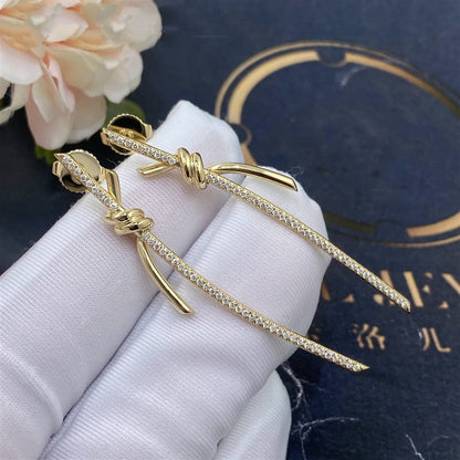 [Resenly Jewelry]KNOT DROP EARRINGS IN YELLOW GOLD WITH DIAMONDS