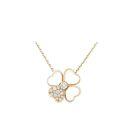 [Resenly Jewelry]CLOVER MOP DIAMOND ROSE GOLD NECKLACE